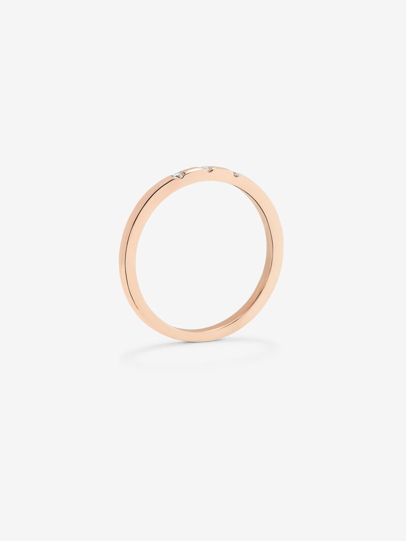 18K rose gold thin band ring with diamonds image number 4