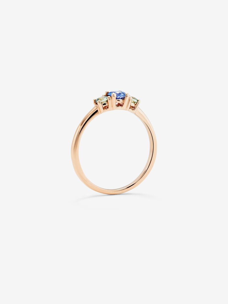 18K Rose Gold Trilogy Ring with Multicolor Sapphire image number 4
