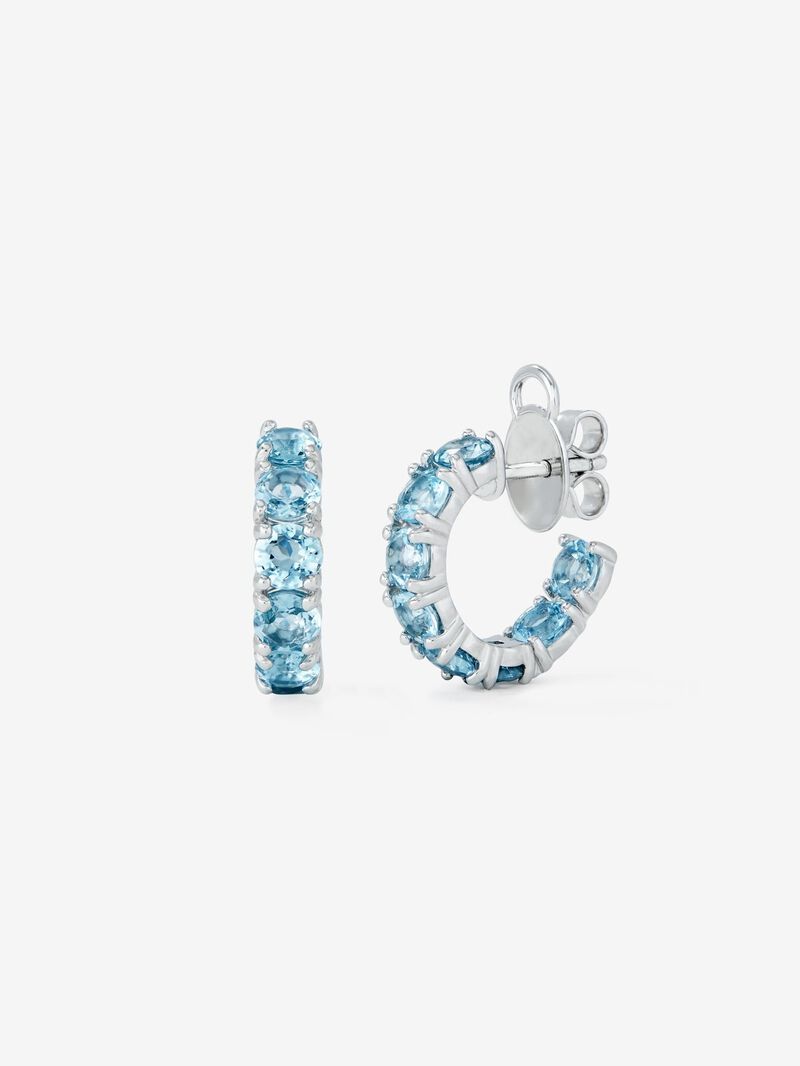 925 Silver Topaz Hoop Earrings image number 0