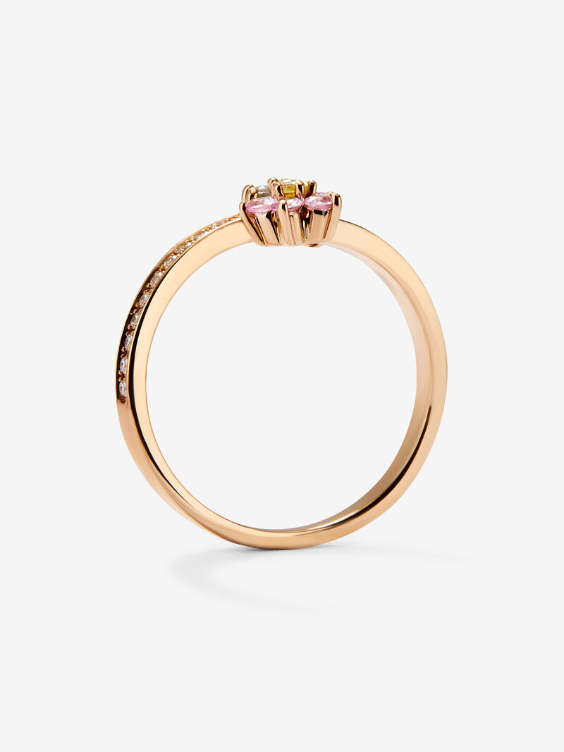 18K rose gold ring with 12 brilliant-cut multicolor sapphires with a total of 0.26 cts and 22 brilliant-cut diamonds with a total of 0.1 cts image number 4