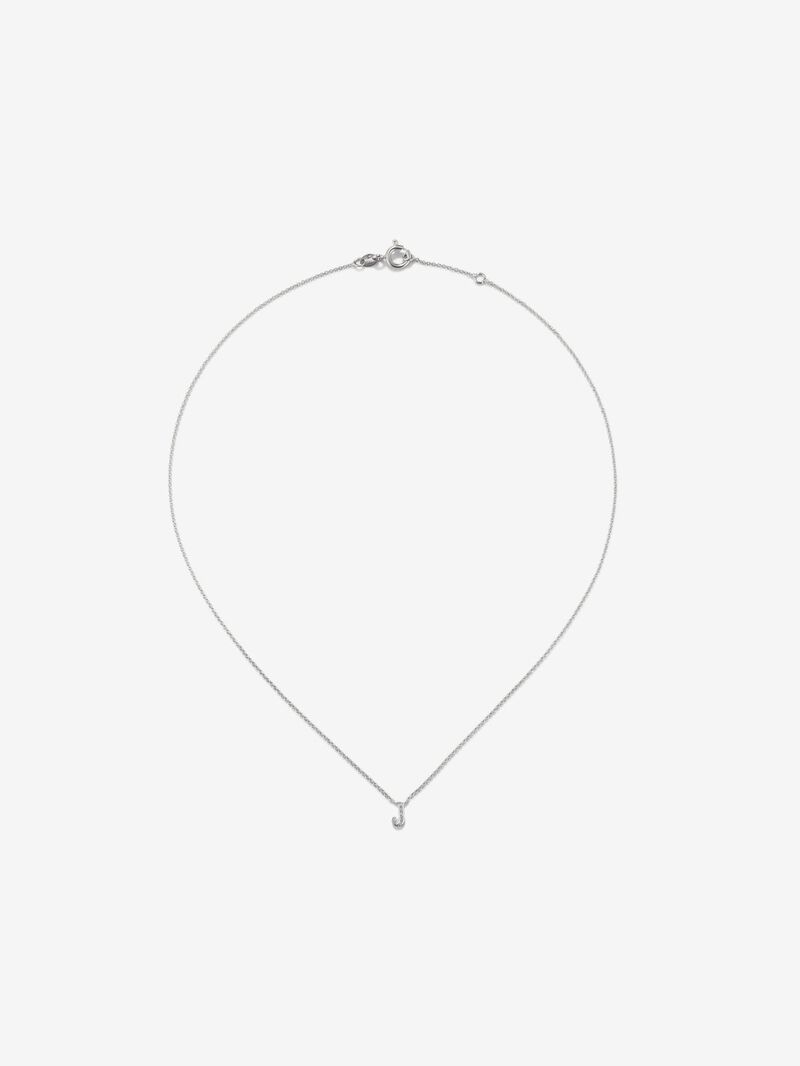 18K White Gold Pendant Chain with Small Initial and Diamonds image number 0