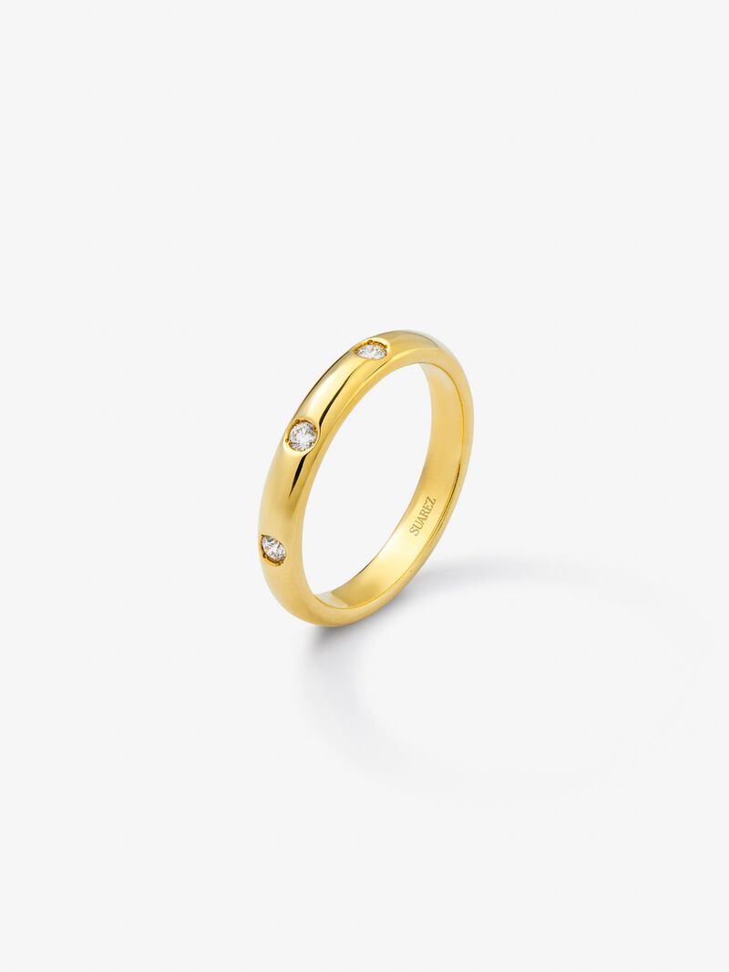 18K Yellow Gold Wedding Alliance ring with diamonds image number 0