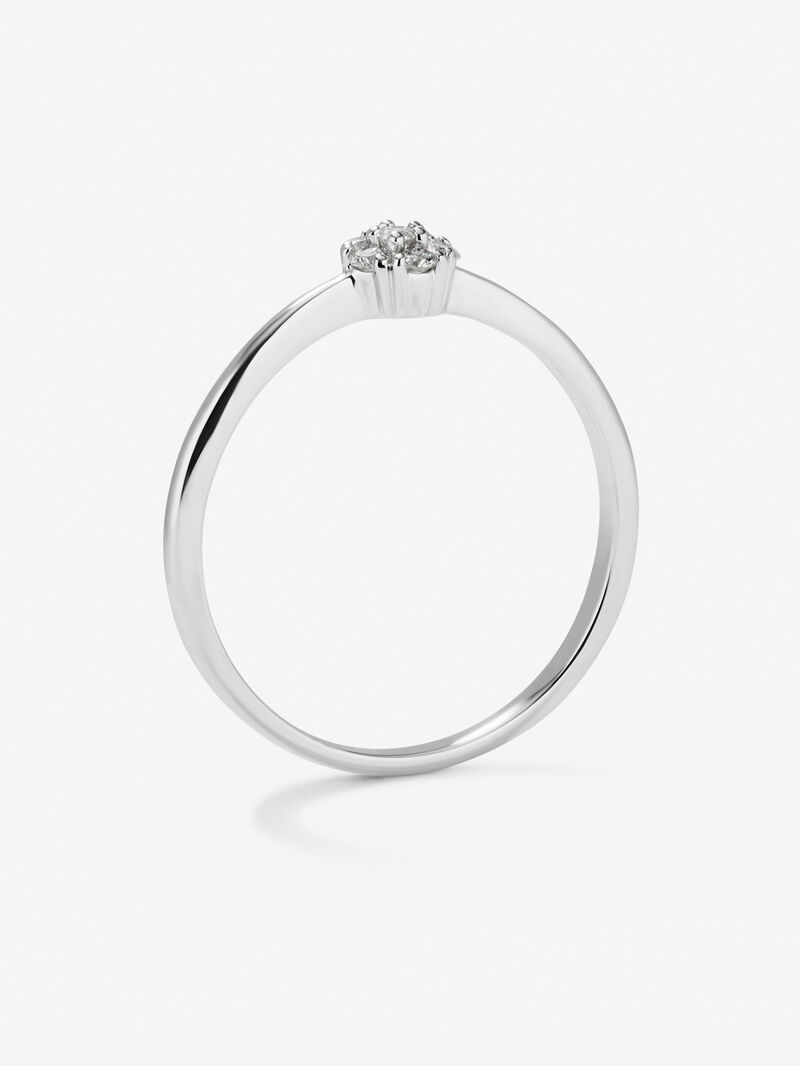 18K white gold ring with rosette of 15 brilliant-cut diamonds with a total of 0.09 cts image number 4