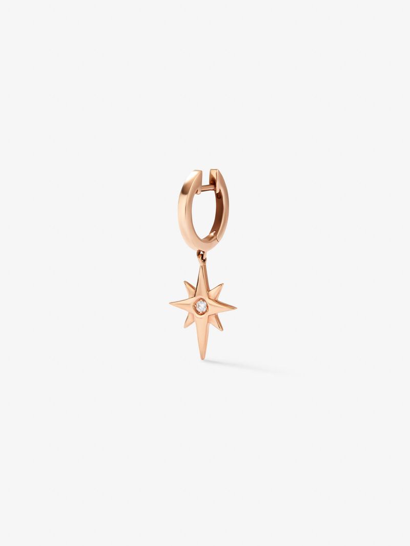 Individual 18K rose gold earring with 0.05 ct brilliant cut diamond image number 2