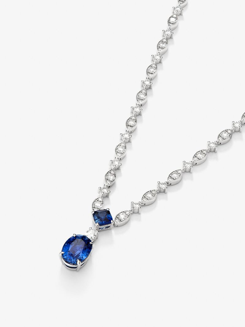 18K White Gold Collar with Royal Blue Sapor image number 3
