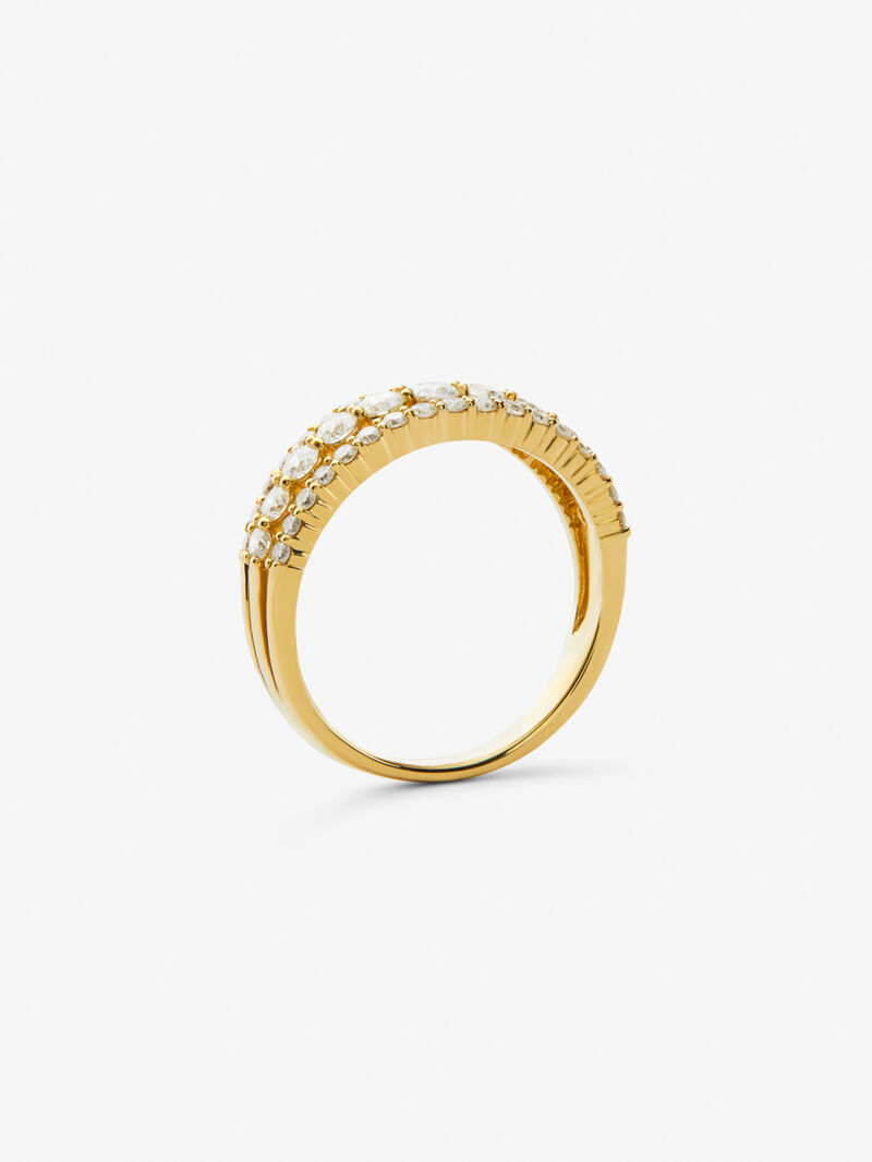 Triple Yellow Gold Ring of 18K with white diamonds in 0.97 cts image number 4
