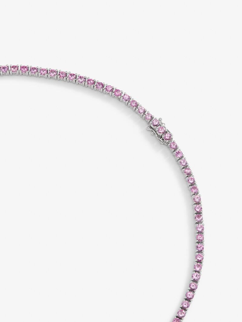 18K white gold necklace with pink sapphries in 15.02 cts and white diamonds in a brilliant 1.52 cts white diamonds image number 4