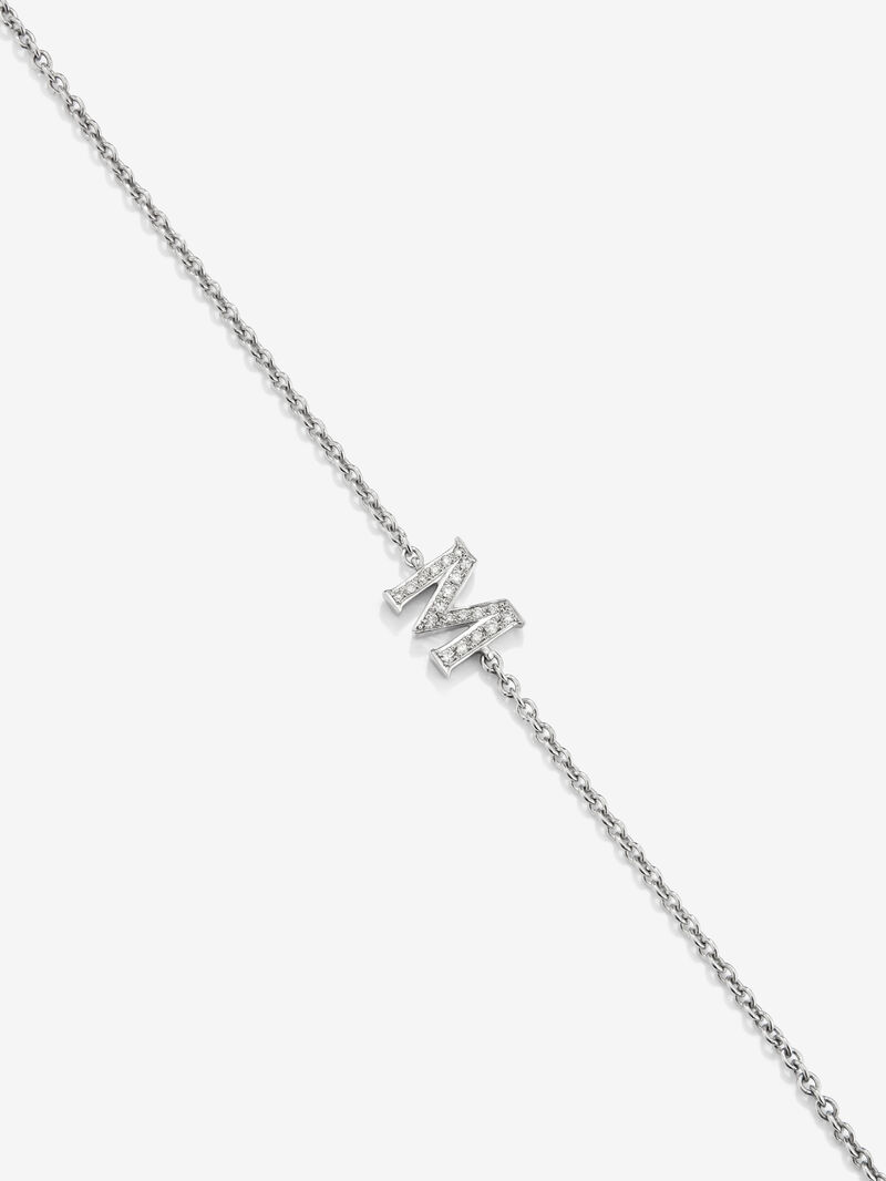 18K white gold chain bracelet with initials M C R and diamonds image number 2