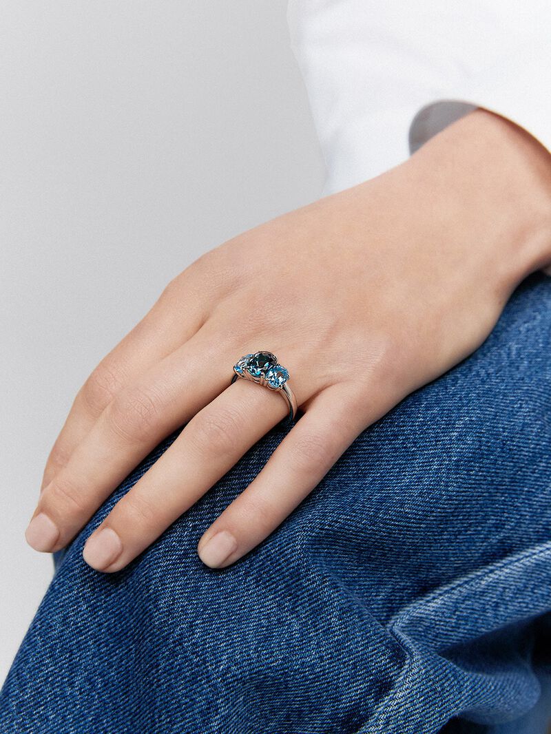 925 Silver Trio Ring with Topaz image number 3