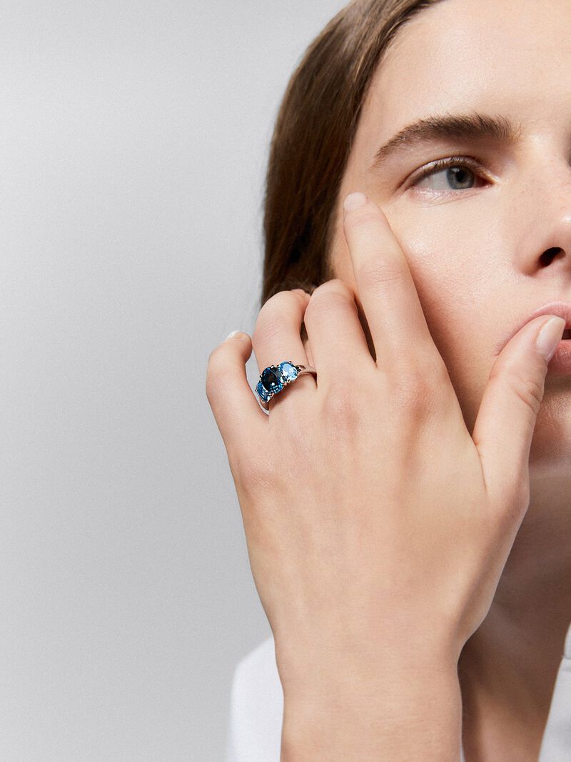 925 Silver Trio Ring with Topaz image number 5