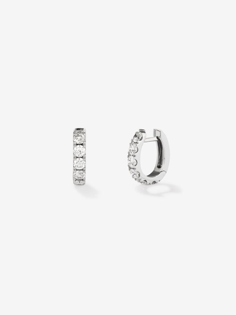 18K white gold earrings with 12 brilliant-cut diamonds with a total of 0.95 cts image number 0