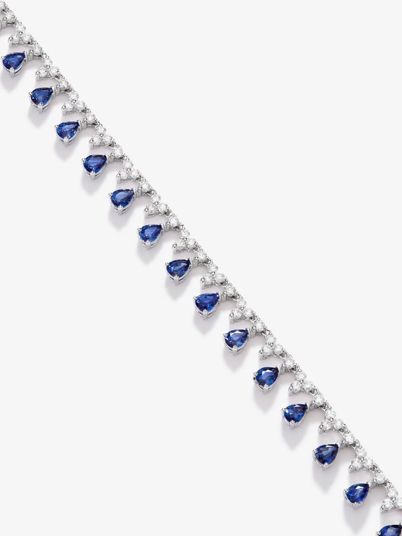 18K white gold rivière necklace with 25 pear-cut blue sapphires with a total of 7.12 cts and 210 brilliant-cut diamonds with a total of 6.13 cts image number 2