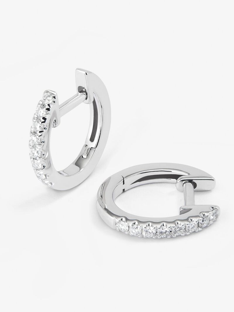 18K white gold earrings with 16 brilliant-cut diamonds with a total of 0.16 cts image number 2