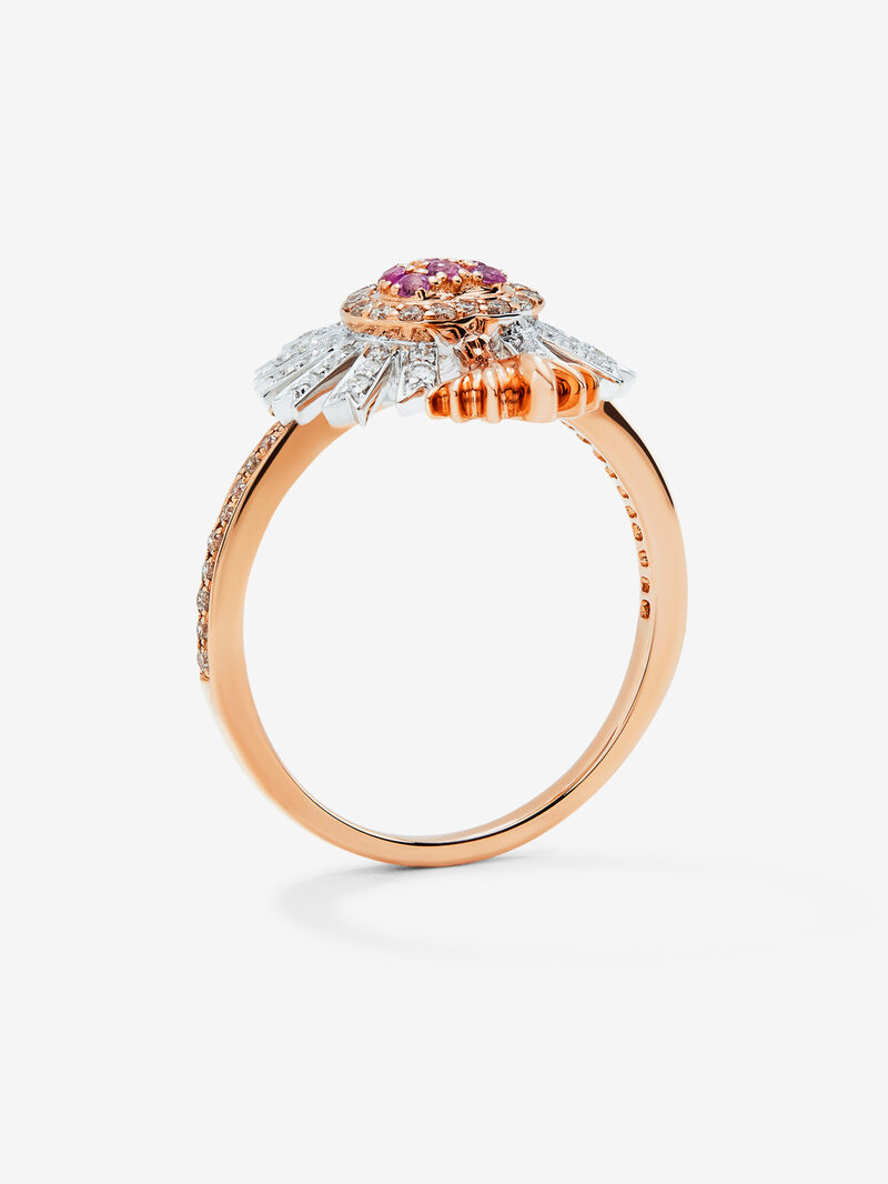 18K pink and white gold ring with 9 brilliant-cut pink sapphires with a total of 0.1 cts, 46 brilliant-cut diamonds with a total of 0.17 cts and 40 brilliant-cut brown diamonds with a total of 0. 17 cts image number 4