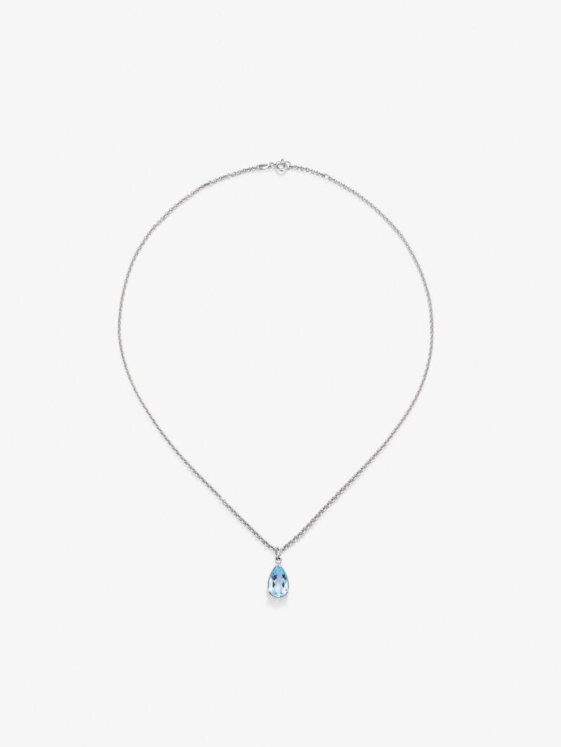 925 silver pendant with pear-cut sky blue topaz image number 0