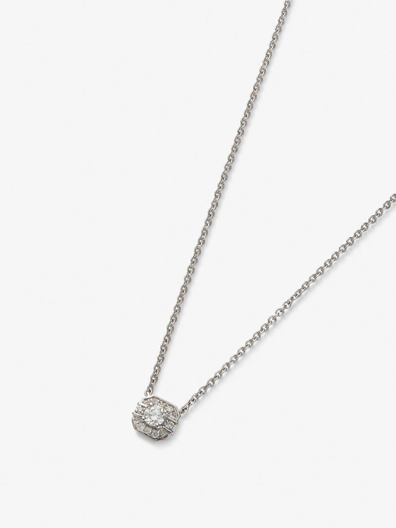 18K white gold pendant with central brilliant-cut diamond of 0.1 cts and 12 brilliant-cut diamonds with a total of 0.15 cts image number 2