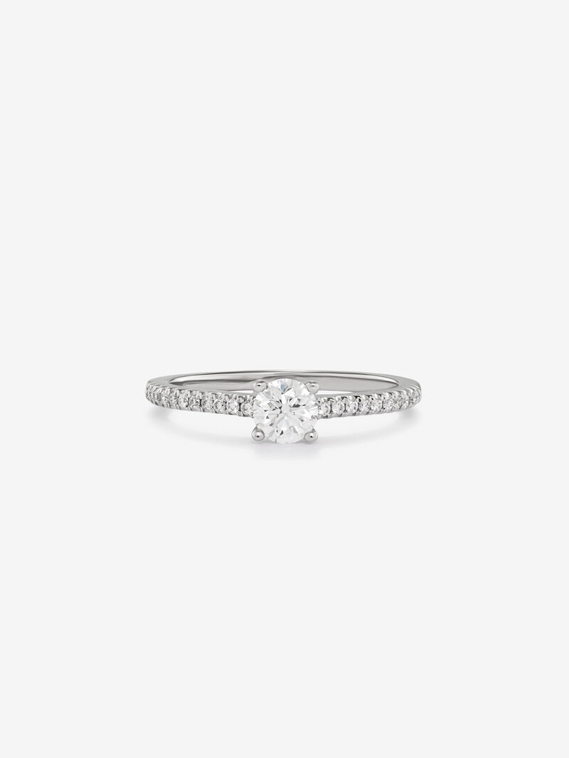 18K white gold solitaire engagement ring with diamond image number 1