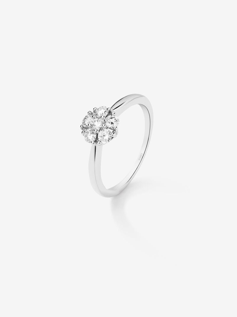 18K white gold ring with a border of 6 brilliant-cut diamonds with a total of 0.4 cts image number 0