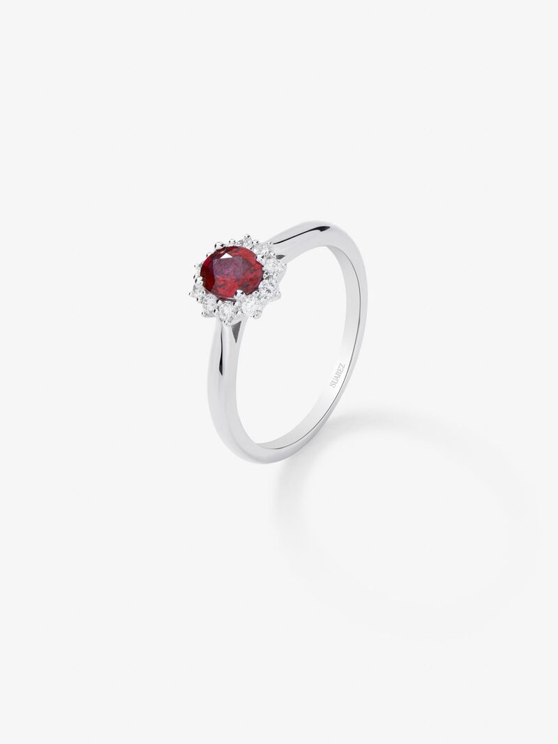 18K White Gold Ring with Red Vivid Ruba in 0.53 cts and white diamonds in bright 0.18 cts image number 0