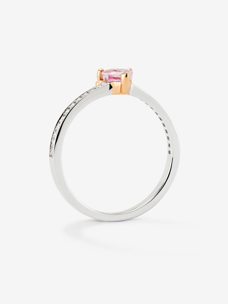 18K white and rose gold ring with heart-cut pink sapphire of 0.4 cts and 26 brilliant-cut diamonds with a total of 0.132 cts image number 4