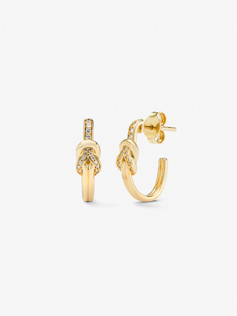 18k yellow gold ring earrings with white diamonds of 0.11 cts and knot shape image number 0