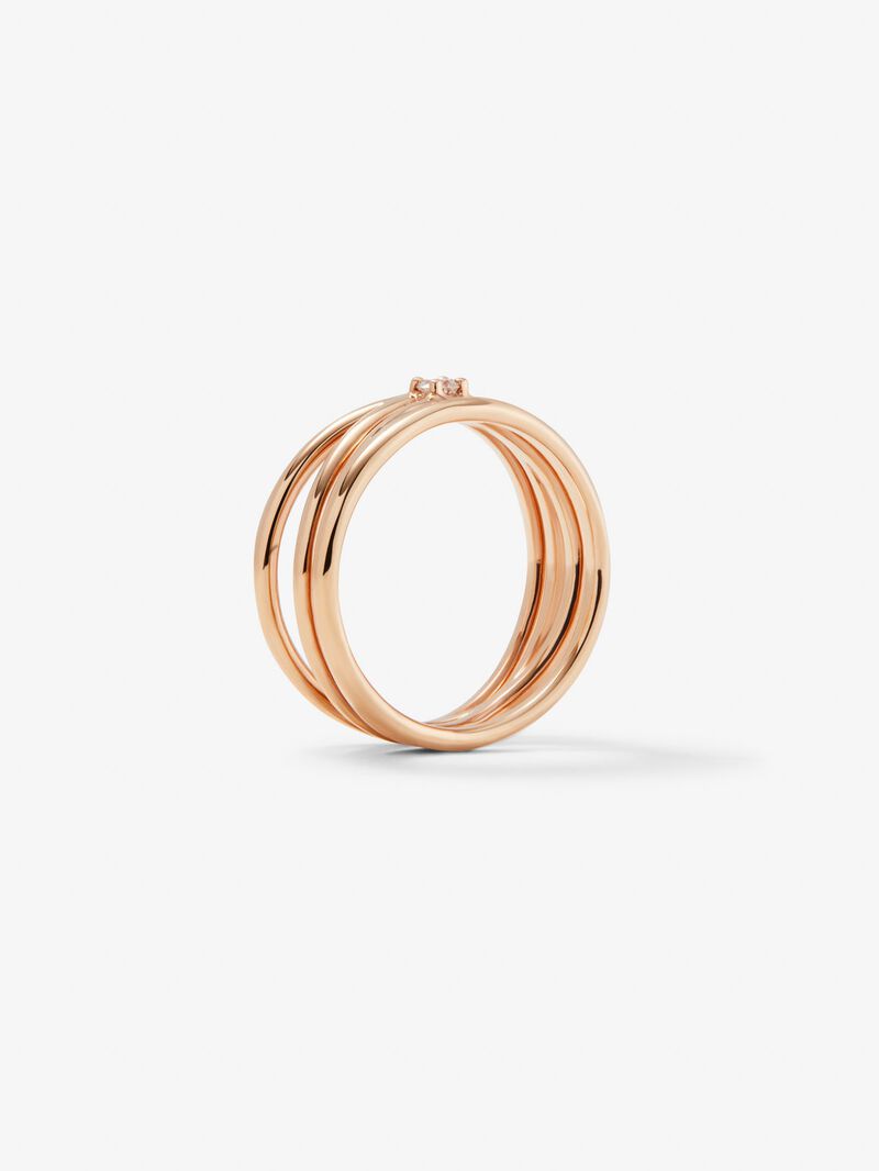 18K rose gold multibrazo ring with white diamond in bright size image number 3