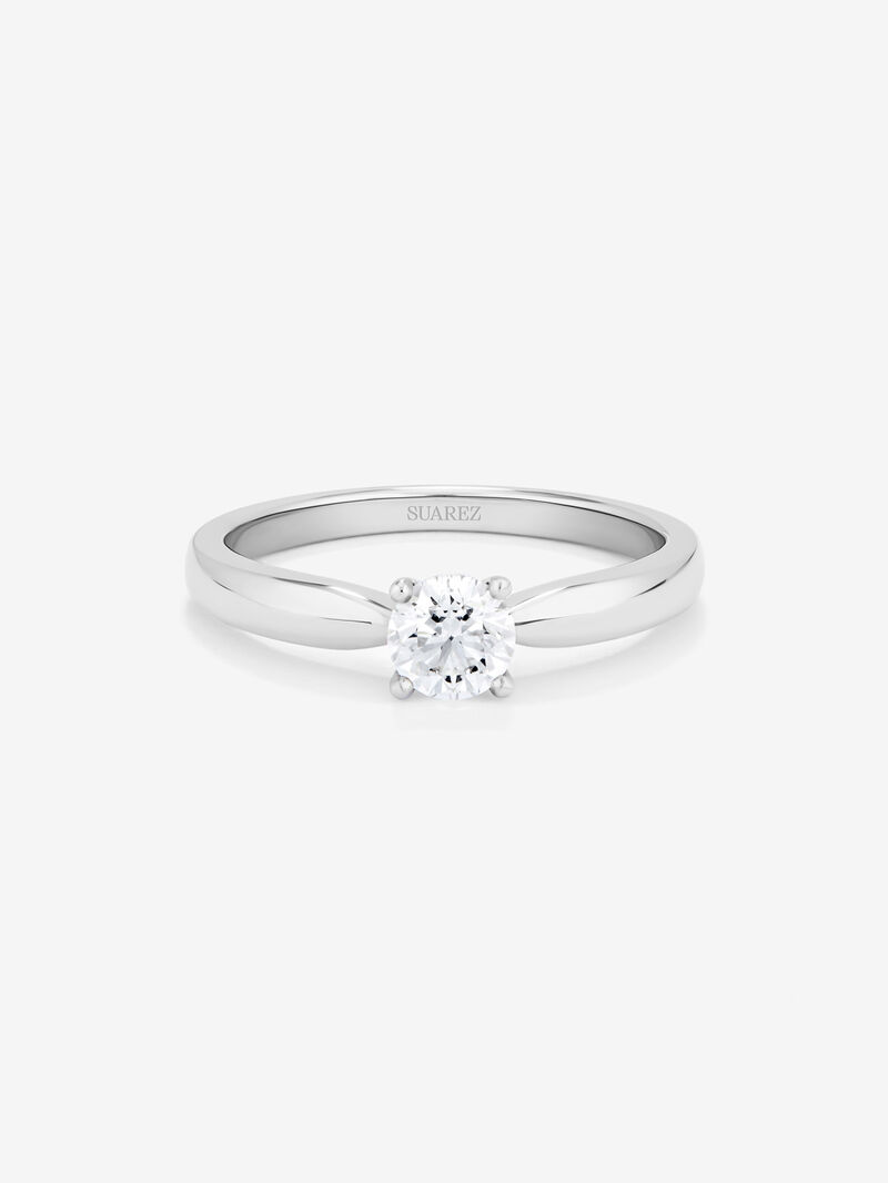 18K White Gold Solitaire Engagement Ring with Diamond image number 1
