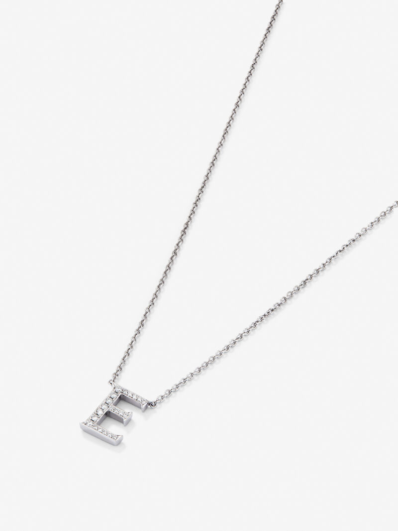 18K White Gold Pendant Chain with Initial and Diamonds image number 2