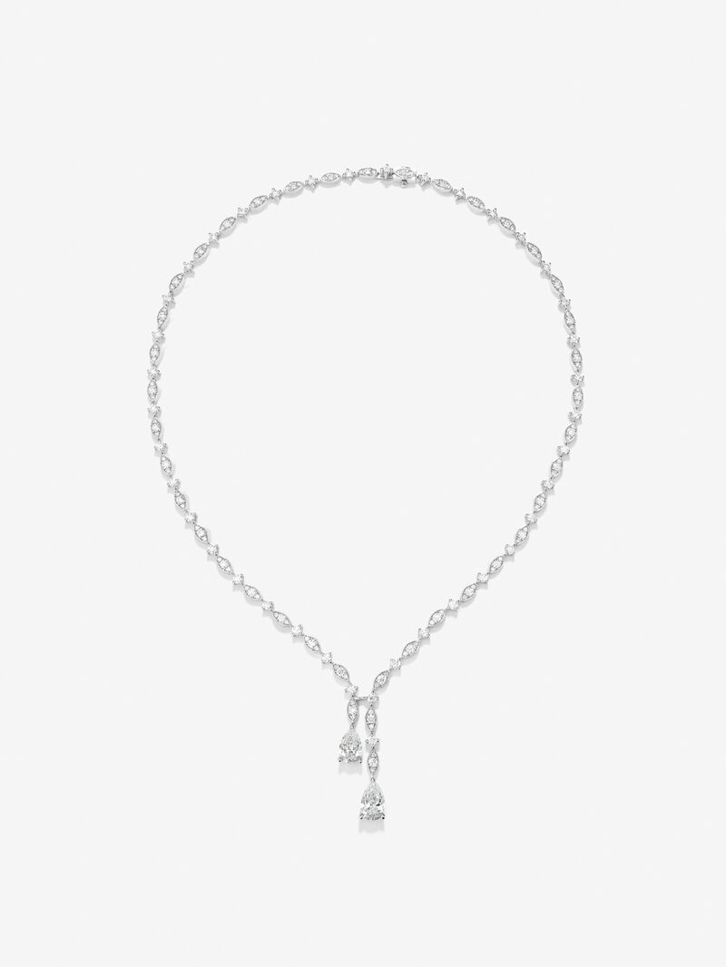 18K white gold necklace with white pear diamonds of 3.51 cts and white diamonds in bright size 6.32cts image number 2