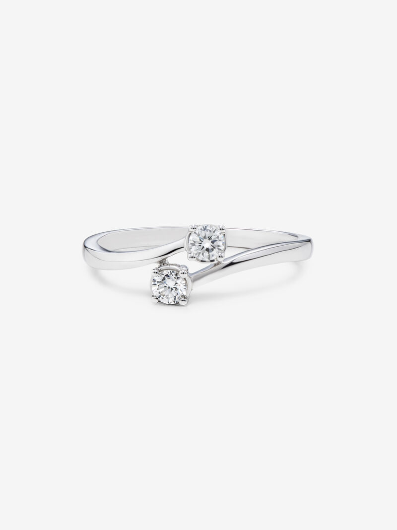 You and me ring in 18K white gold with 2 brilliant-cut diamonds with a total of 0.19 cts image number 2