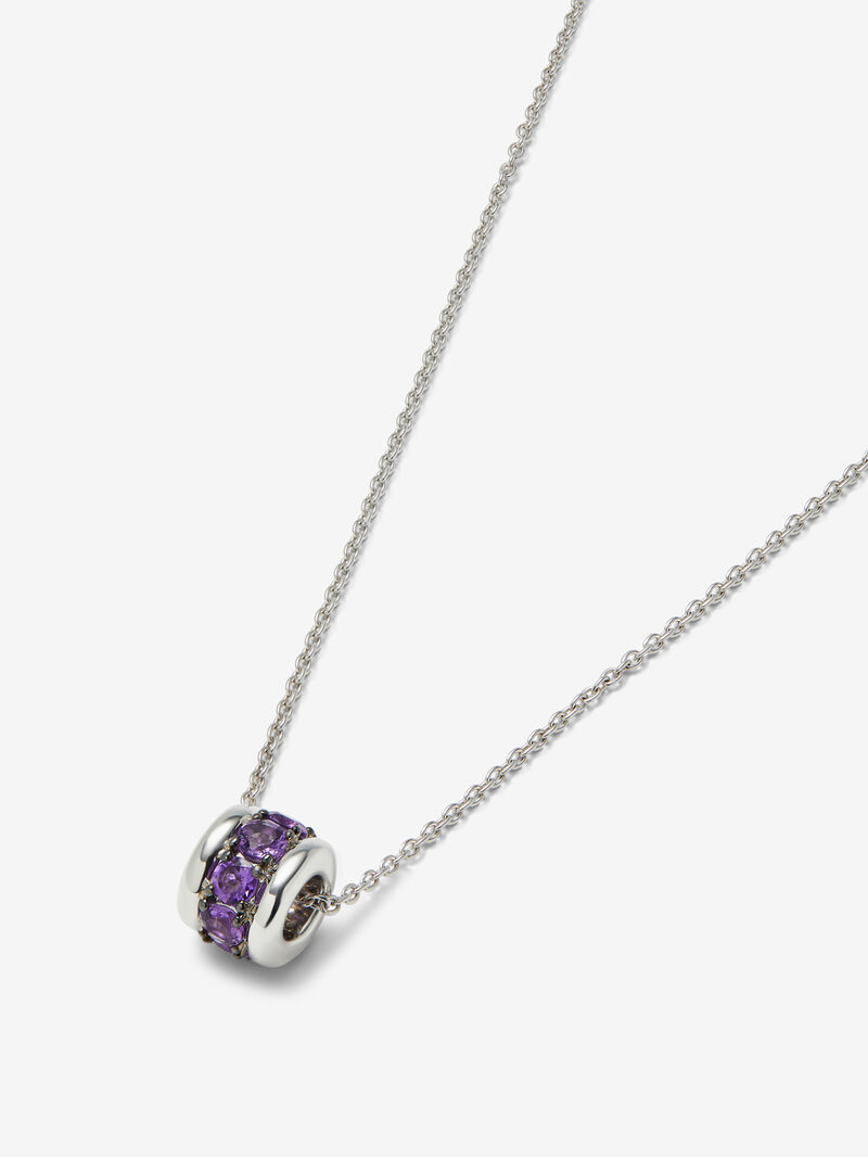 925 silver pendant with paved brilliant-cut pink amethysts image number 2