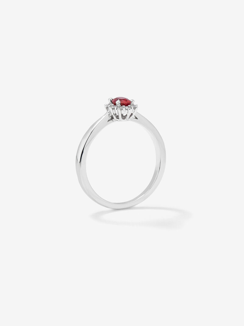 18K White Gold Star Ring with Rubi and Diamond image number 4