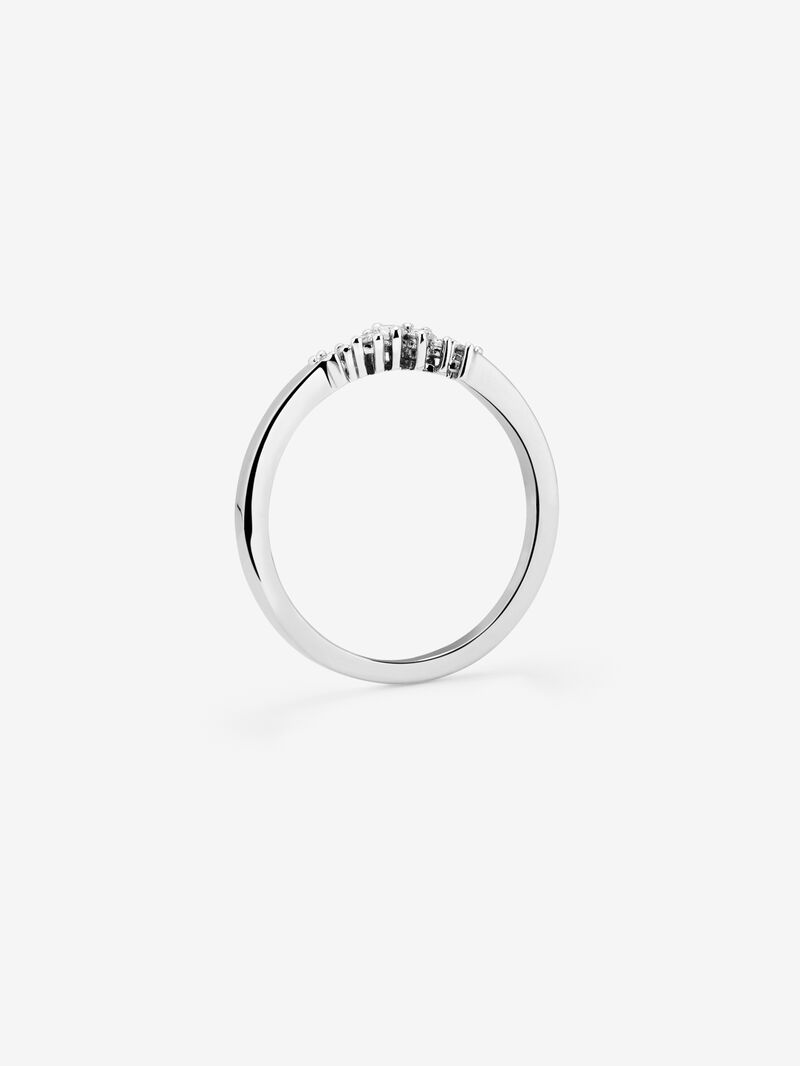 18K white gold thin ring with diamonds image number 4
