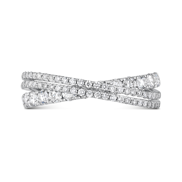 Anillo cruzado triple banda de oro blanco de 18kt con diamantes, SO17030-OBD_V