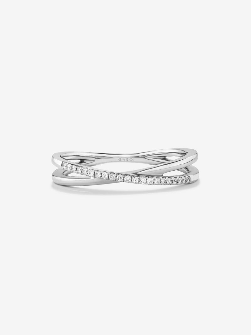 18K white gold cross ring with 21 brilliant-cut diamonds with a total of 0.07 cts image number 2