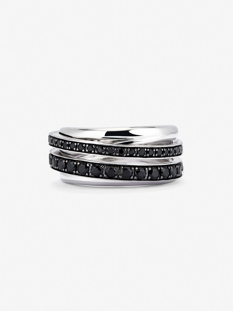 925 Silver Ring with Black Spinel Pavé image number 4