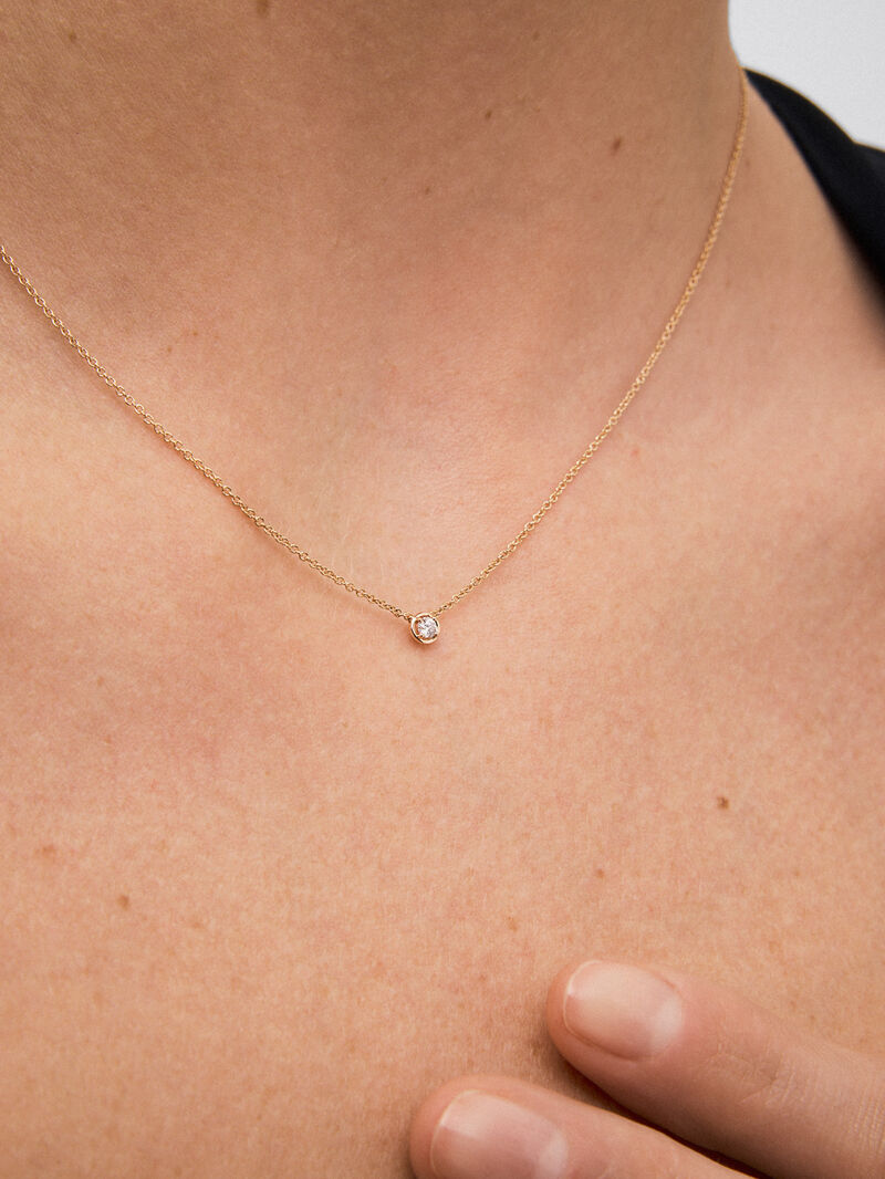 18K rose gold chain pendant with solitary diamond image number 1