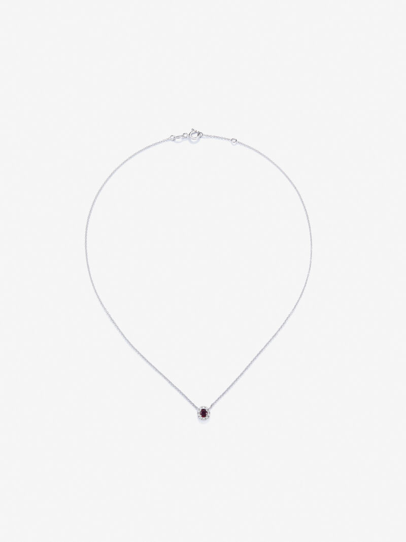 18K white gold pendant with 0.24 ct brilliant-cut ruby ​​and 0.06 ct brilliant-cut diamonds image number 0