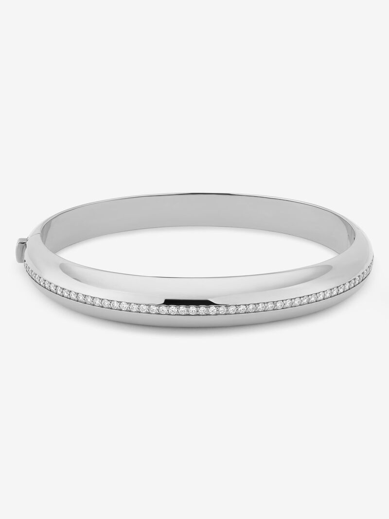 Rigid 18K White Gold Bracelet with Pavé Brilliant-Cut Diamonds image number 0