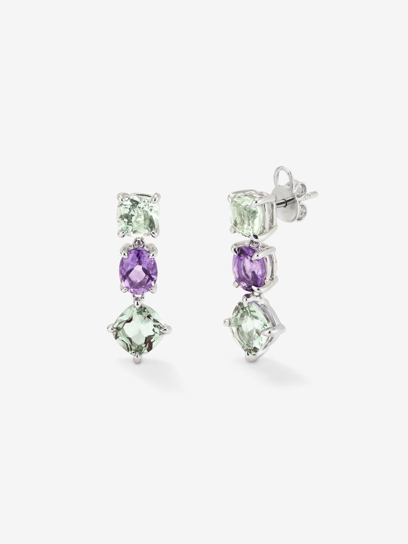 925 silver earrings with green and dwelling in size Cushion and Oval of 5.94 CTS image number 0
