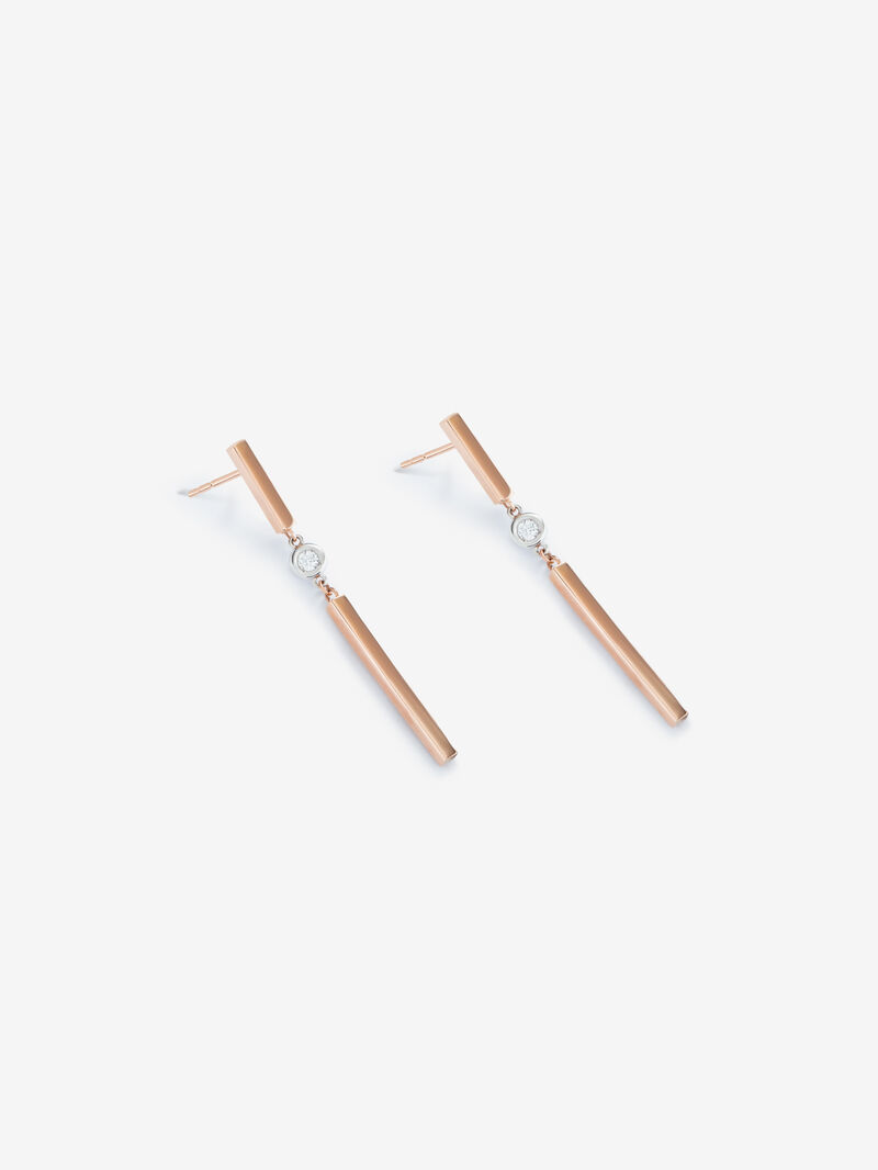 Long earrings made of 18K rose gold bars with diamonds. image number 4