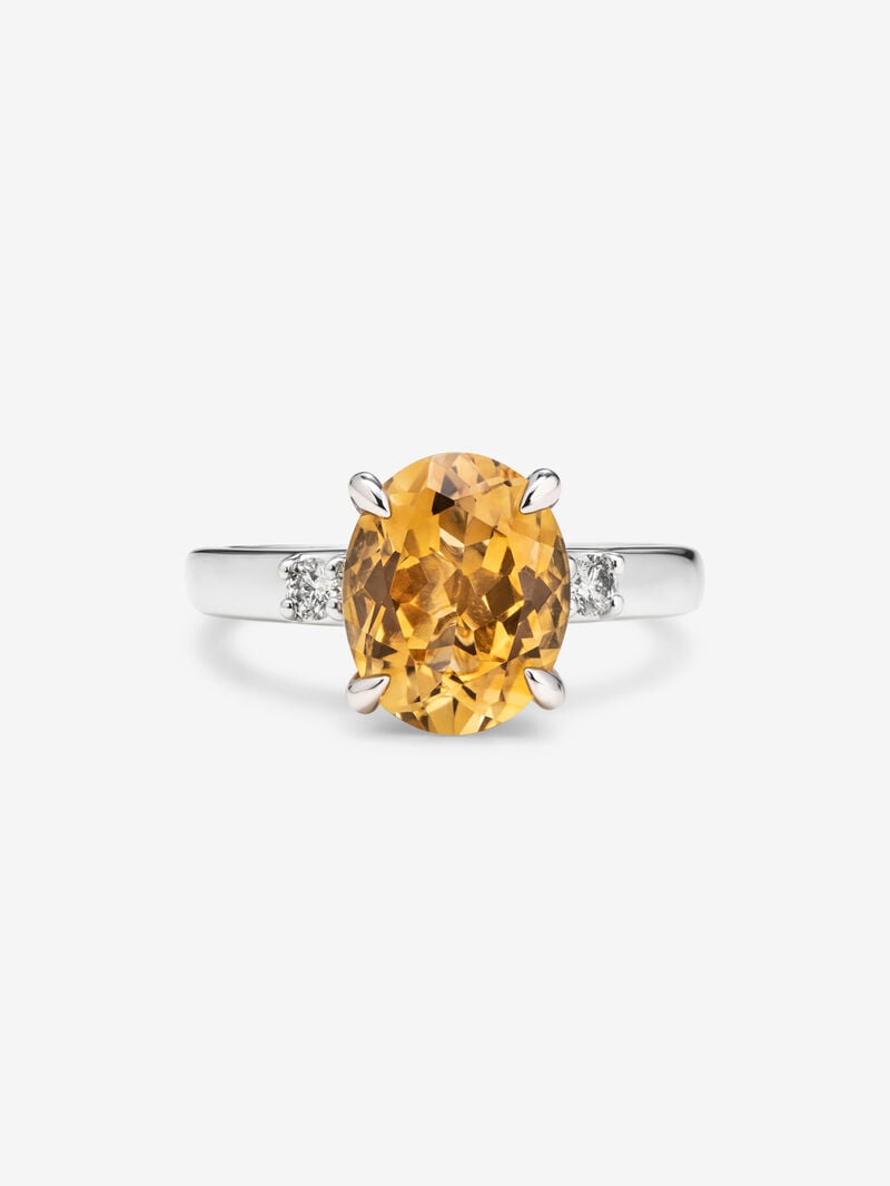 928 Silver triplet ring with citrine and diamonds. image number 2