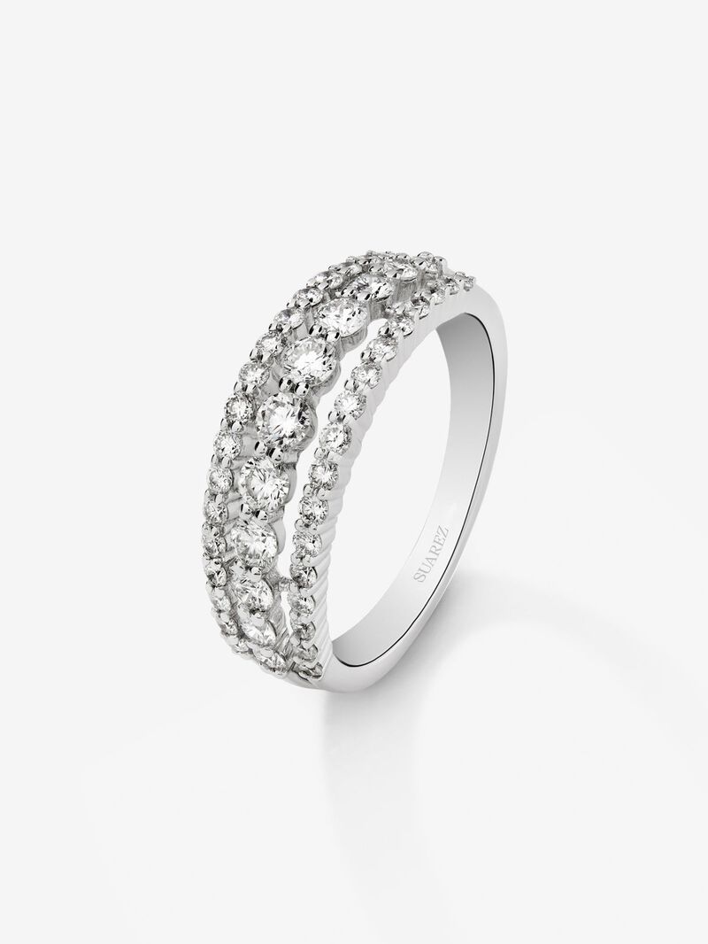 18K white gold triple ring with 45 brilliant-cut diamonds with a total of 0.93 cts image number 0