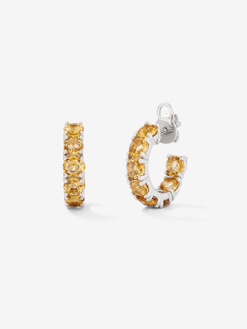 Citrine 925 Silver Hoop Earrings image number 0