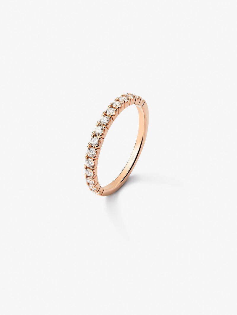 Half ring in 18K rose gold with 15 brilliant-cut diamonds with a total of 0.3 cts image number 1