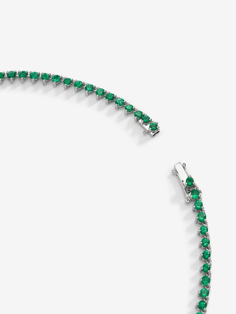 18K white gold necklace with green and bright emeralds of 19.54 cts and white diamonds in 2.76 cts bright size image number 4