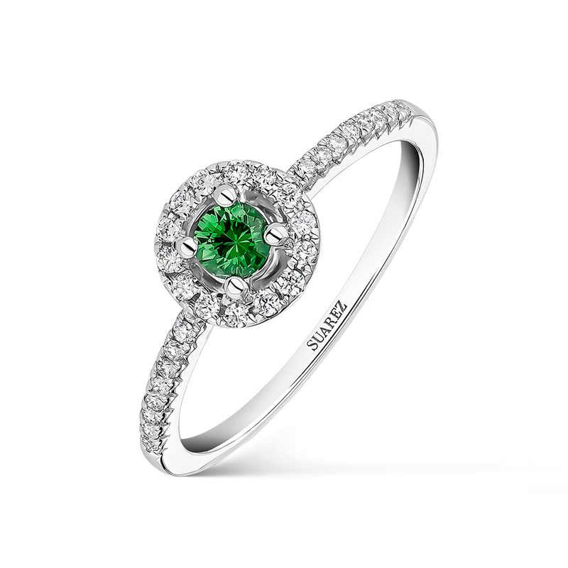 Anillo Big Three Oro blanco con esmeralda verde de 0,29 quilates, SO16100-00E45MM_V