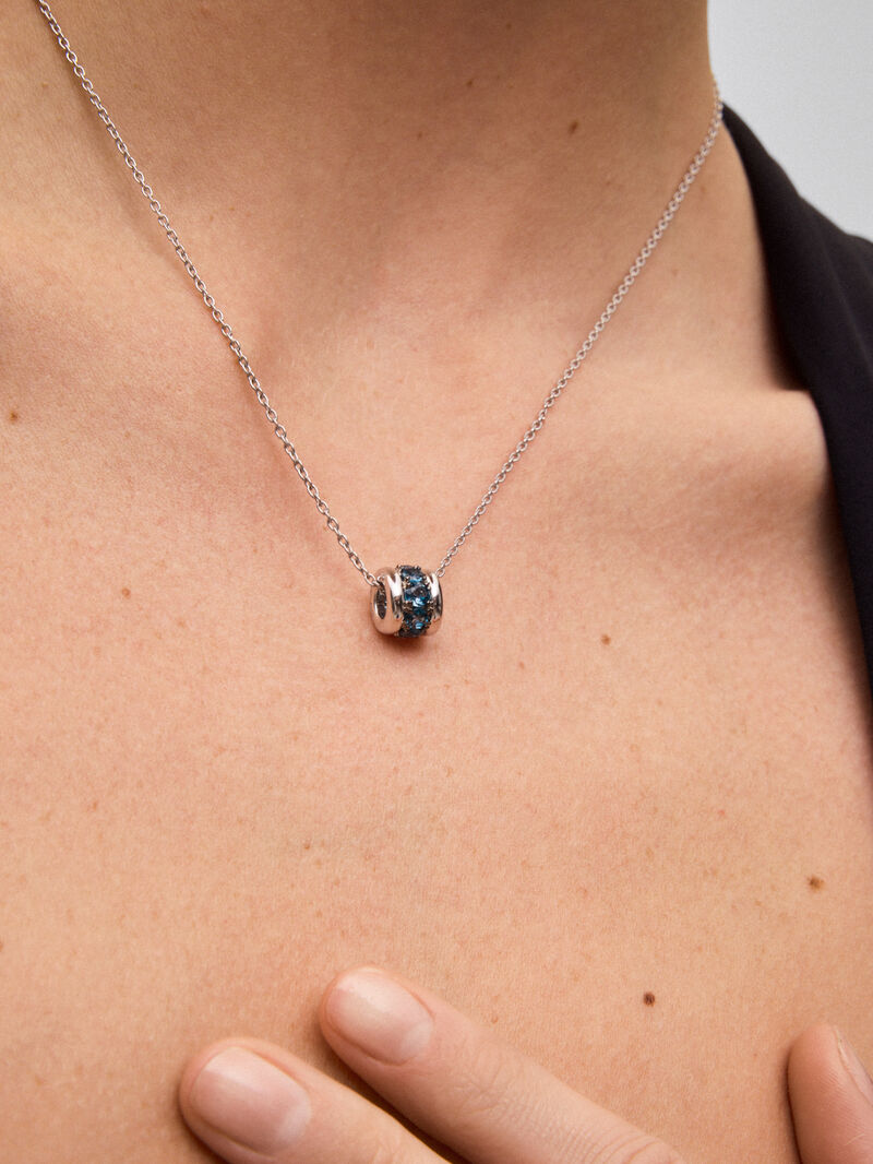 925 silver pendant with brilliant cut London blue topaz pave image number 3