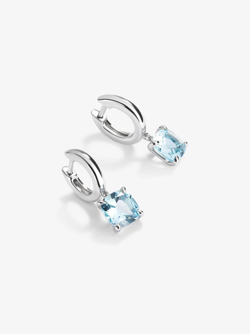 925 Silver Hoop Earrings with Hanging Topaz image number 2