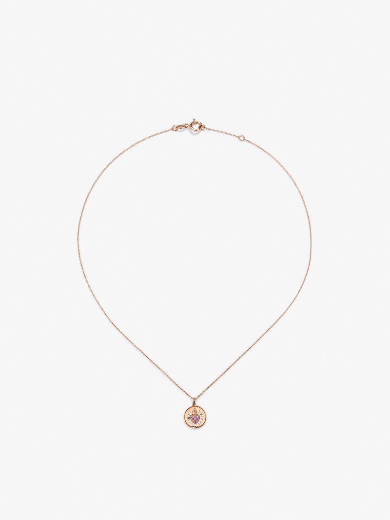 18K white and rose gold pendant with 3 brilliant-cut pink sapphires with a total of 0.15 cts image number 0